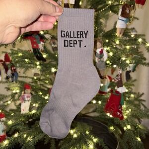 Gallery Dept. Gray Socks Ribbed Black Logo Casual Fashion Comfort OSFA 1 pair